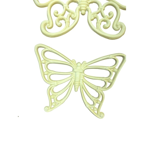 1986 Vintage Faux Bamboo Mirror Butterfly Shelf Set Homco Cottagecore Retro Boho - Picture 5 of 14